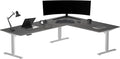Progressive Desk Stand Up Height Adjustable Standing Desk - L Shaped 85" x 72" Corner Computer Rising Workstation Electric Table - Gray Frame, Gray Oak Top