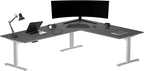Progressive Desk Stand Up Height Adjustable Standing Desk - L Shaped 85" x 72" Corner Computer Rising Workstation Electric Table - Gray Frame, Gray Oak Top