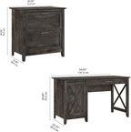 Bush Furniture Key West 54W Computer Desk with Storage and 2 Drawer Lateral File Cabinet in Dark Gray Hickory