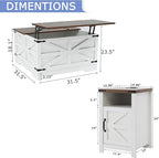 Farmhouse Coffee Table Set of 3, Lift Top Coffee Table with Sliding Barn Doors and End Tables Set of 2 with Charging Station, Living Room Table Set for Home Office, White