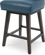 CHITA 26 Inch Counter Height Swivel Bar Stools Set of 3, FSC Certified Modern Upholstered Faux Leather Swivel Barstool Chair with Back, Blue