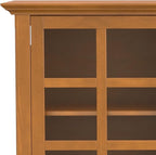 SIMPLIHOME Acadian SOLID WOOD 62 inch Wide Transitional Wide Storage Cabinet in Light Golden Brown for the Living Room, Entryway and Family Room