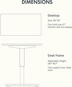 FLEXISPOT EN1 Whole-Piece Standing Desk 48" x 30" Electric Height Adjustable Stand Up Desk Frame w/Automatic Smart Keypad (Black Frame + Maple Top, 2 Packages)