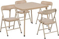 Flash Furniture Mindy Kids 5-Piece Folding Square Table and Chairs Set for Daycare and Classrooms, Children's Activity Table and Chairs Set, Tan