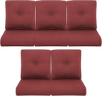 Patio Chair Cushions 5 Packs - Outside 22x24 High Back Water-Resistant Cushion with Zipper Cover for Outdoor Glider Rocking Chairs Loveseat 3-seat Couch Sofa – Red/Buckle