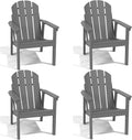 Adirondack Chair Set of 4, All Weather HDPE Fire Pit Chairs, Oversized Plastic Adirondack Chair for Outdoor, Balcony, Deck, Backyard, Patio, Garden, Poolside, Lawn Grey