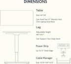 FLEXISPOT EN2 Whole-Piece Standing Desk with Clamp Power Strip, 60 x 24 Electric Stand Up Height Adjustable Desk with Cable Management (White Frame + 60" Gray Wood Grain Desktop, 2 Packages)