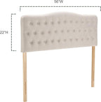 Upholstered Full Headboard, Button Diamond Tufted Headboard with Adjustable Height and Solid Wood Leg, Linen Fabric Padded Headboards for Full Size Bed, Mordern Head Board, Beige