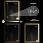 Awoco 48''x36'' LED Bathroom Mirror with Light, Lighted Vanity Mirror with Backlit and Front Light, Dimmable Anti-Fog Memory Function Lighted Mirror with 3 Colors for Bathroom Wall