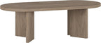 Henn&Hart 48" Oval Wood Low-Profile Coffee Table for Living Room, Family Room or Office, Antiqued Gray Oak