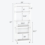 Recaceik 6-Tier Over The Toilet Storage Shelf with Cart, Freestanding Above Toilet Shelf Rack, Farmhouse Bathroom Organizer Shelves, Space Saver (White)