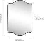 JONATHAN Y MIR205A Louisa 24 in. W x 36 in. H Medium Scalloped Rectangular Metal Framed Wall Mirror, for Bathroom, Living Room, Bedroom, Black