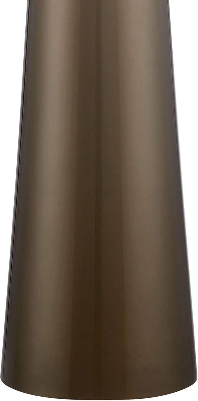 Possini Euro Design Karen Modern Table Lamp 36" Tall with USB Dimmer Dark Gold Glass Column Off White Fabric Drum Shade for Bedroom Living Room House Bedside Nightstand Home Office Entryway Family