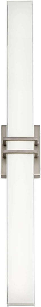 Possini Euro Design Exeter Modern Wall Mount Light LED Brushed Nickel Silver Metal 36" Wide Vanity Bar Fixture Rectangular Silk Screened Glass Shade Decor for Bathroom Over Mirror House Home