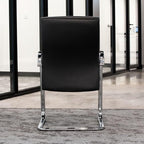 ZURI Modern Carnegie Leather and Chrome Side Chair with Aluminum Base - Black