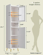Bathroom Storage Cabinet, Bathroom Cabinet with 6 Shelves & 2 Doors, Tall Bathroom Storage Cabinet for Bathroom, Kitchen, Laundry Room, White