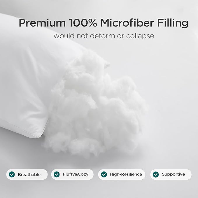 Acanva 26x26 Throw Pillow Inserts Set of 2, Premium Polyester Fiber Fill Square Sham Stuffer Cushion for Sofa, Bed, Couch and Chair, Machine Washable, 26x26 Inch(for 24x24 Cover), White 2 Count