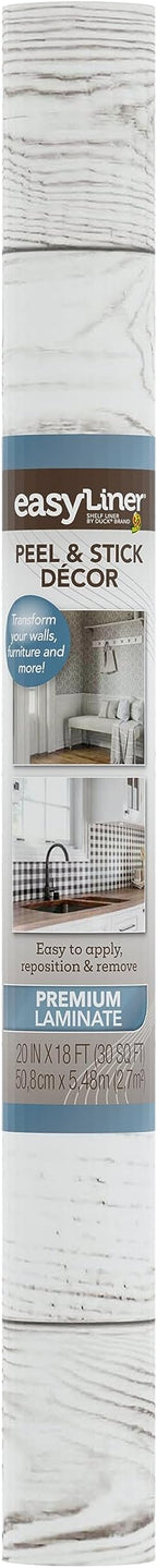 EasyLiner Peel & Stick Decor Removable Peel and Stick Wallpaper - Self Adhesive Decorative Shelf Paper for Cabinets, Walls, Resurfacing Projects - Adhesive Shelf Liner - 20in x 18ft - White Beadboard