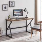 HSH Home Office Computer Desk, Industrial Modern Simple Metal Wooden PC Laptop Executive Desk, Farmhouse Student Computer Table for Work Study Writing Gaming in Bedroom Living Room, Rustic Oak 47 Inch