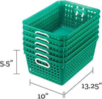 Really Good Stuff Large Plastic Book Baskets, 13.25" by 10" by 5.5" - 12 Pack, Green, Classroom Library Organizer, Toy Storage, Multi-Purpose Organizer Basket