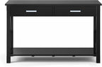 SIMPLIHOME Kitchener Console Table - 47 Inch Wide Solid Wood Sofa Table in Black, Contemporary Storage Table for Entryway or Living Room with 2 Drawers, Bottom Shelf, and X-Design Side Panels