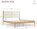 Wood Bed Frame with Headboard Upholstered Platform Mattress Foundation,Strong Wooden Slat Support,No Box Spring Needed