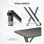 70.9Inch Office Desk, Executive Office Desk，Modern Industrial Style, Z-Shaped Table Legs, Country Black Wood Grain Top, for Home Office, Study, Conference (Ash Black)