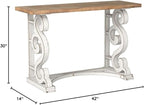 Kate and Laurel Wyldwood Country French Solid Wood Console Table - Rustic/White Legs - Natural Wood Top