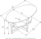 Furinno Jaya Oval Coffee Table, 35.43 (W) x 16.49 (H) x 19.69 (D) inches, White
