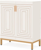 Tribesigns Shoe Cabinet with Doors, 20 Pairs Entryway Shoe Storage Cabinet with Shelves, 5-Tier Modern Free Standing Shoe Racks Storage Organizer for Closet, Living Room, Bedroom (White/Gold)