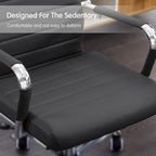 Home Office Chair Ribbed, Modern Leather Conference Room Chairs, Ergonomic Office Desk Chair, High Back Executive Computer Chair, Adjustable Swivel Chair with Arms (Black)