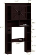 Farmhouse Storage Cabinet Over Toilet with Barn Doors，Over The Toilet Storage Cabinet, Home Space-Saving Toilet Rack, for Bathroom, Restroom, Laundry.Espresso