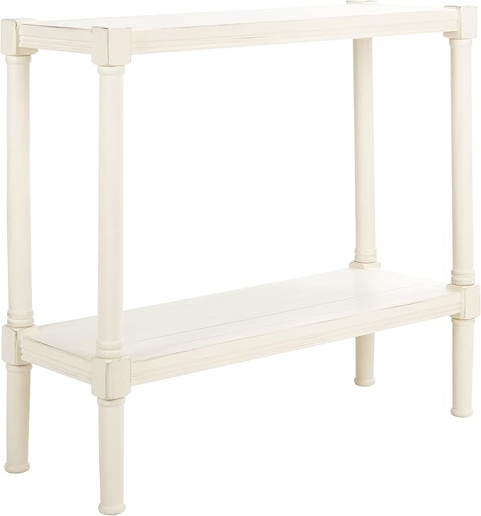 SAFAVIEH Home Collection Rafiki Distressed White Lower Shelf Console Table CNS5714A