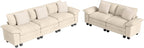 L-Shaped Cloud Modular Sofa Set with Chaise Lounge, 5-Piece Sectional & Deep Seat, Plush Chenille w/Removable Arms for Living Room - Beige
