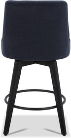 Watson & Whitely Counter Height Bar Stools Set of 3, Performance Fabric Upholstered Modern Swivel Barstool with Back, Solid Wood Legs, 26" H Seat, Insignia Blue