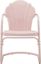 Crosley Furniture Tulip 2-Piece Outdoor Chair Set, Retro Metal Patio Chairs for Dining, Porch, Deck, Balcony, Pastel Pink Gloss