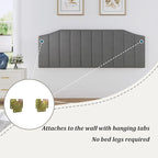 King Size Headboard Only, Velvet Upholstered Headboard King/California King Size Wall Mount and Bed Frame Mount, Featuring High-Density Sponge Padding Easy Assembly Comfort Style-Dark Gray