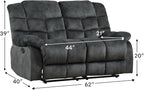 CANMOV Manual Loveseat Recliner, 2 Seat Recliner Sofa Chair with Armrest and Overstuffed Backrest, Couch Set for Living Room, Bedroom, Office, Grey