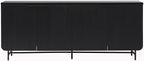 Walker Edison Reema Fluted 4-Door Kitchen Sideboard Buffet Console, 69 Inch, Black