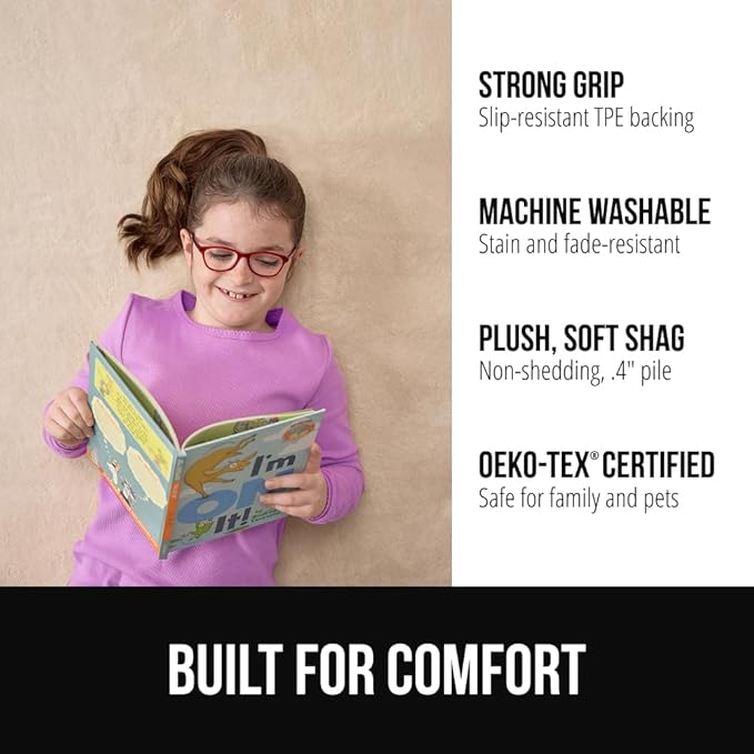 GORILLA GRIP Slip Resistant Soft Washable Stain Resistant Area Rug, Plush Thick Carpet for Nursery, Bedroom, Living Room, Non-Shedding Floor Rugs, Kid and Pet Friendly, Baby Home Decor, 4x6, Ivory