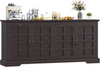 70" Sideboard Buffet Cabinet with Storage, Coffee Bar Cabinet with and 4 Doors, Long Wider Storage Cabinet Modern Farmhouse, Brown Wood, for Kitchen, Dining Room, Living Room