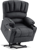 MCombo Power Lift Recliner Chair for Elderly, Lift Chair with Heat and Massage, USB &Type C Ports, Cup Holders, Faux Leather 7095 (Medium, Black)