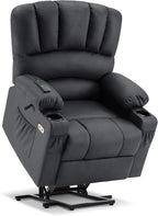 MCombo Power Lift Recliner Chair for Elderly, Lift Chair with Heat and Massage, USB &Type C Ports, Cup Holders, Faux Leather 7095 (Medium, Black)