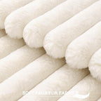 Pallene Faux Fur Plush Christmas Throw Pillow Covers 24x24 Set of 2, Luxury Soft Fluffy Striped Decorative Pillow Covers for Sofa, Couch, Living Room, Cream White