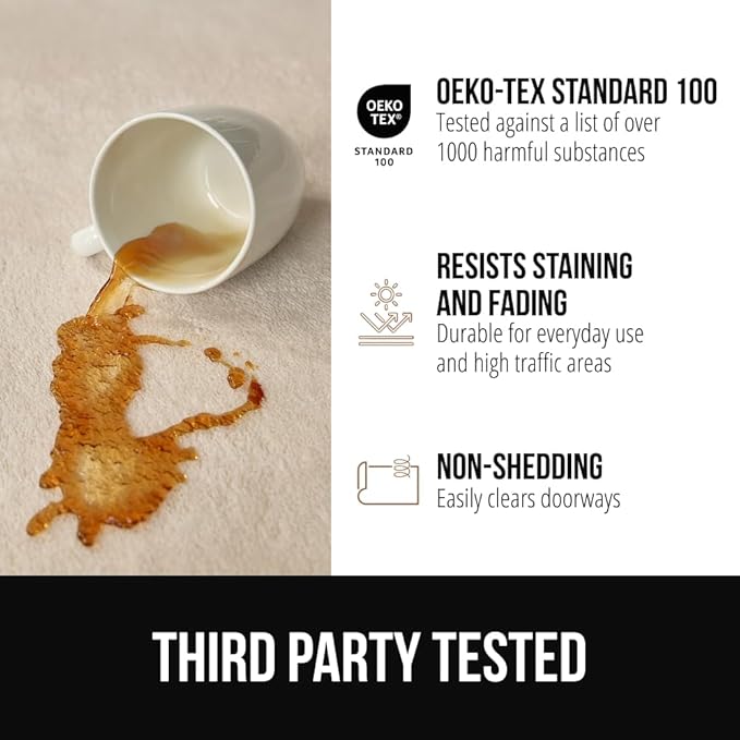 GORILLA GRIP Slip Resistant Soft Washable Stain Resistant Area Rug, 5x7, Plush Thick Carpet for Bedroom Living Room, No Shed Floor Rugs, Pet Friendly, Dorm Essentials, Kid Nursery Home Decor, Ivory