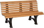Plow & Hearth Weatherproof German PVC Outdoor Bench | 3-Seat | Holds Up to 500 lbs | Garden Patio Porch Park Deck | Steel and Resin (Wood)