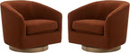 CHITA Swivel Accent Chair, FSC Certified Upholstered Velvet Barrel Chair for Living Room Set of 2, Fully Assembled, Burnt Orange