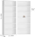 FOTOSOK 70.8" Tall Bookcase Shelf, 6 Tier Wide Bookshelf with Storage, Billy Bookcase Set of 2, Large Bookshelf for Living Room, Home Office, White
