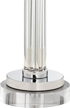 Possini Euro Design Cadence Modern Table Lamp 33" Tall with Round Riser Linear Clear Glass Rod White Linen Drum Shade for Bedroom Living Room House Home Bedside Nightstand Office Entryway Family