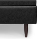 SIMPLIHOME Shay 38 inch Wide Mid Century Modern Large Square Coffee Table Storage Ottoman in Distressed Black Vegan Faux Leather, Assembled, for The Living Room and Entryway